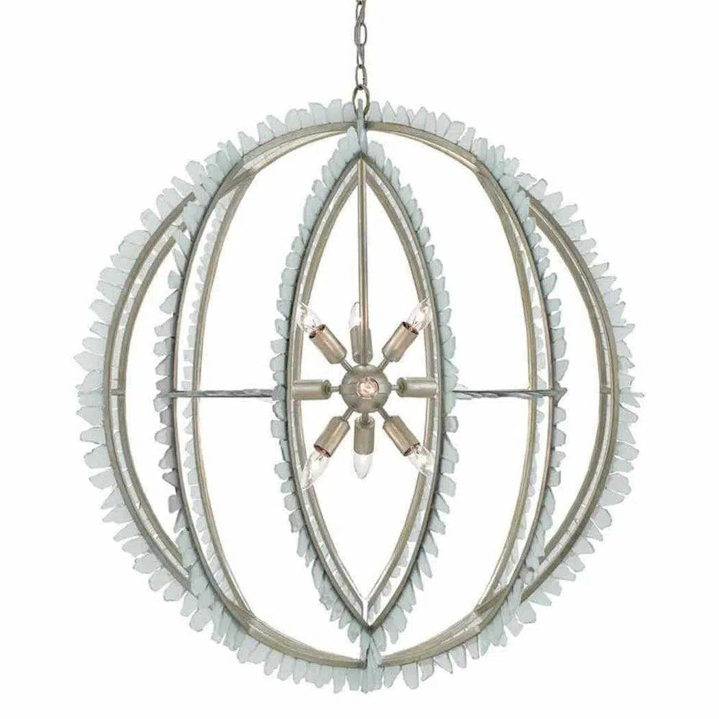 Silver Leaf Seaglass Saltwater Orb Chandelier