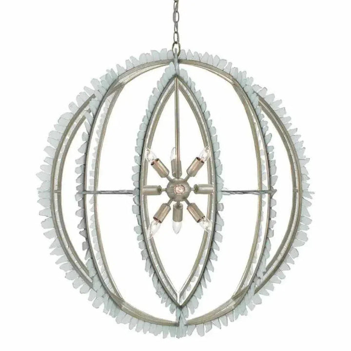 Silver Leaf Seaglass Saltwater Orb Chandelier - LOOMLAN - Currey & Co - Chandeliers