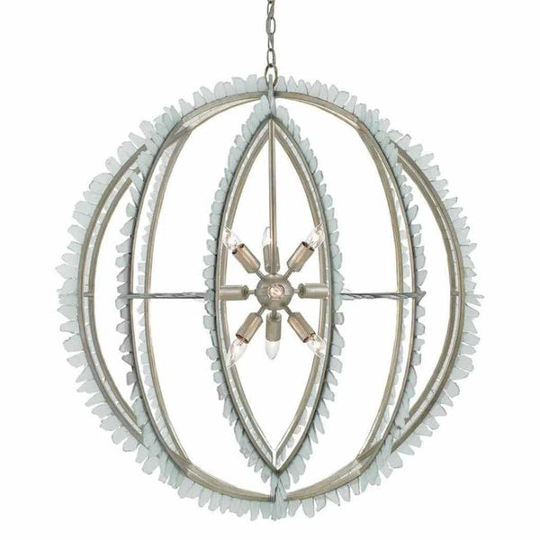 Silver Leaf Seaglass Saltwater Orb Chandelier Chandeliers LOOMLAN By Currey & Co