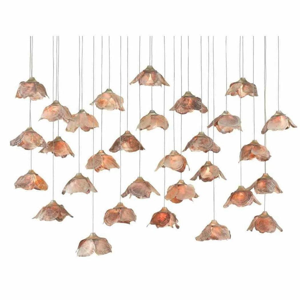 Silver Leaf Shell Catrice 30-Light Multi-Drop Pendant