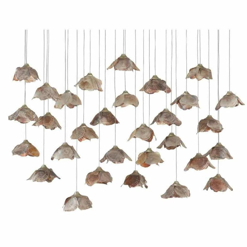 Silver Leaf Shell Catrice 30-Light Multi-Drop Pendant