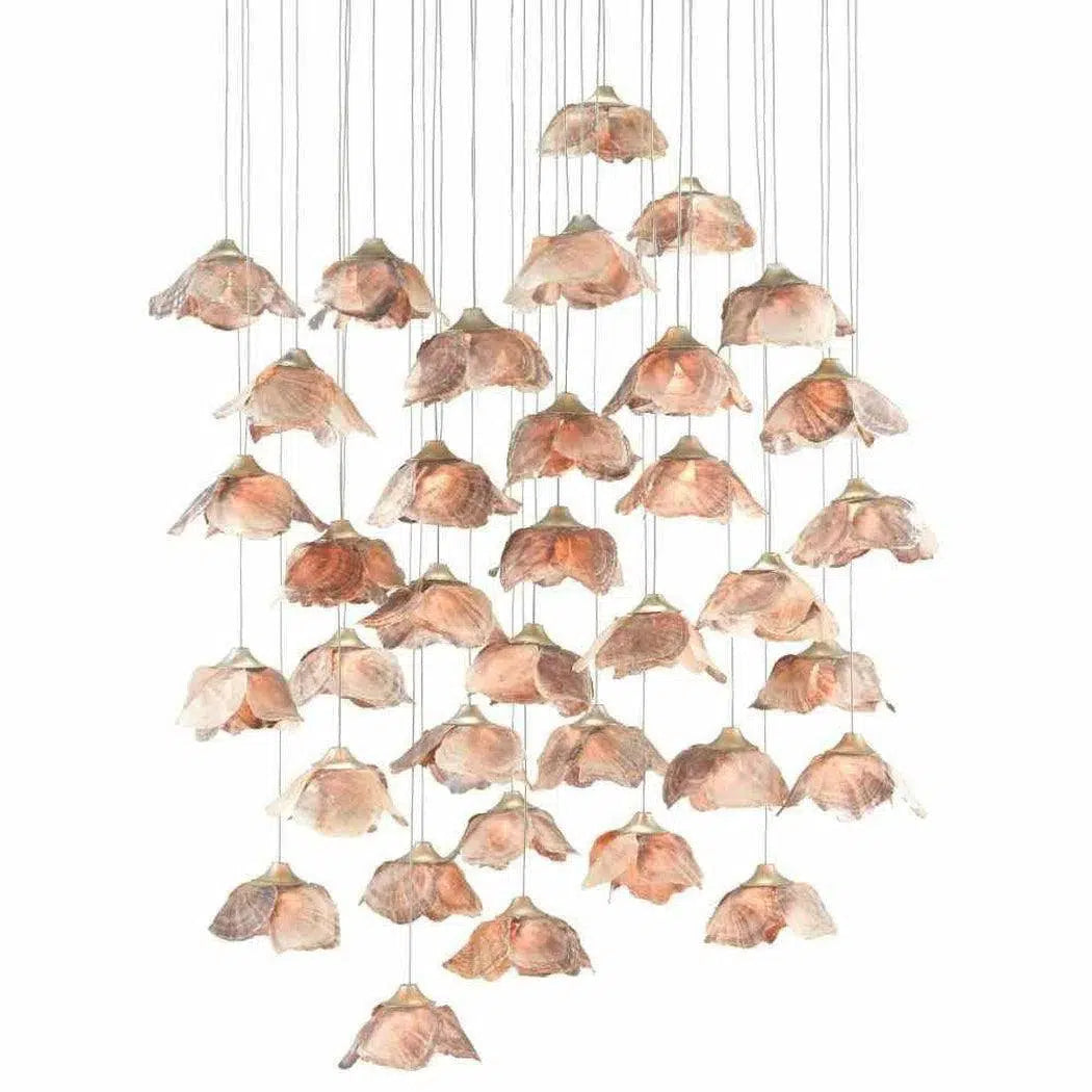 Silver Leaf Shell Catrice 36-Light Multi-Drop Pendant