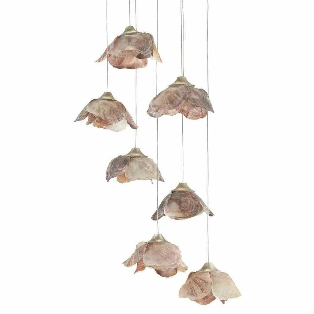 Silver Leaf Shell Catrice 7-Light Multi-Drop Pendant