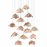 Silver Leaf Shell Catrice Round 15-Light Multi-Drop Pendant Pendants LOOMLAN By Currey & Co