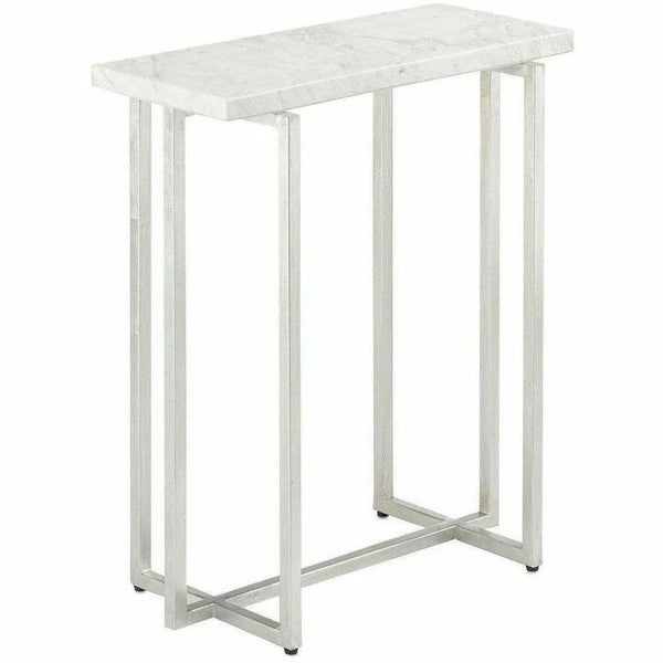 Silver Leaf White Cora Accent Table Side Tables LOOMLAN By Currey & Co