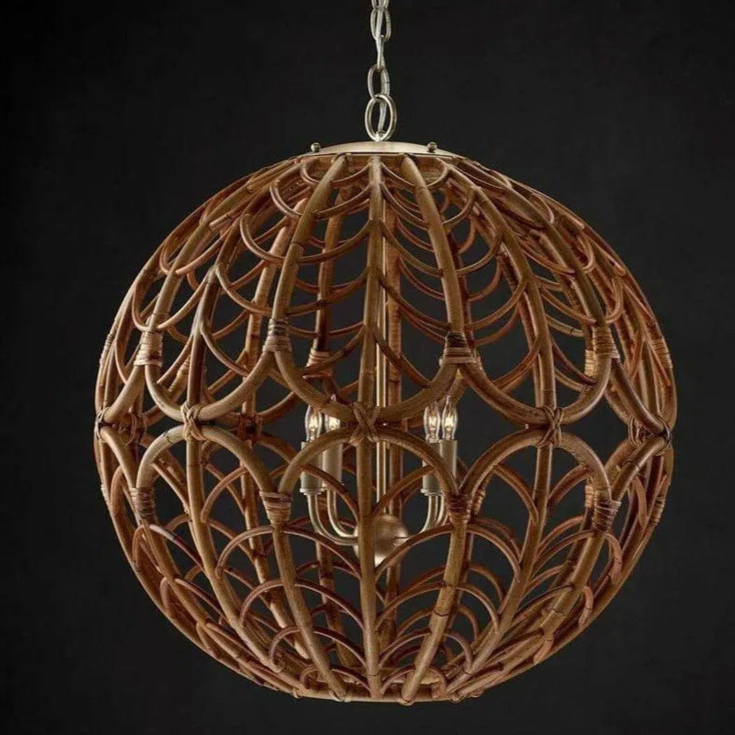 Silver Leaf wood Natural Cape Verde Orb Chandelier