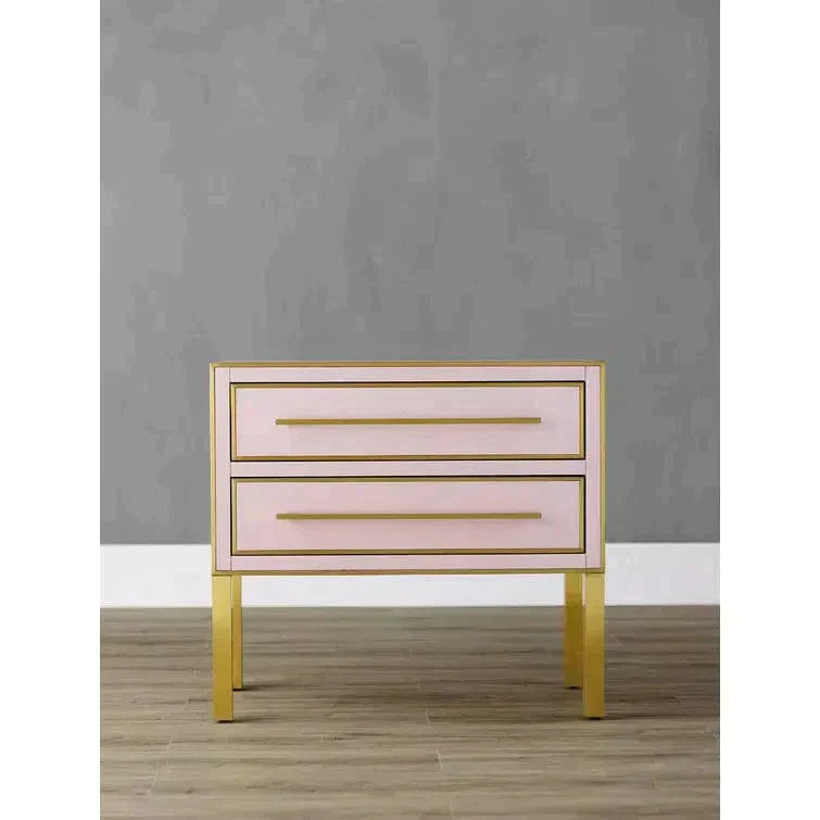 Silver Peony Satin Brass Arden Pink Chest Accent Cabinet Accent Cabinets LOOMLAN By Currey & Co
