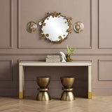 Silver Peony Satin Brass Arden Pink Console Table