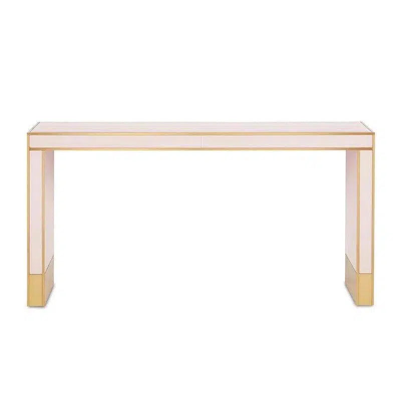 Silver Peony Satin Brass Arden Pink Console Table