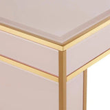 Silver Peony Satin Brass Arden Pink Console Table