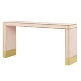 Silver Peony Satin Brass Arden Pink Console Table