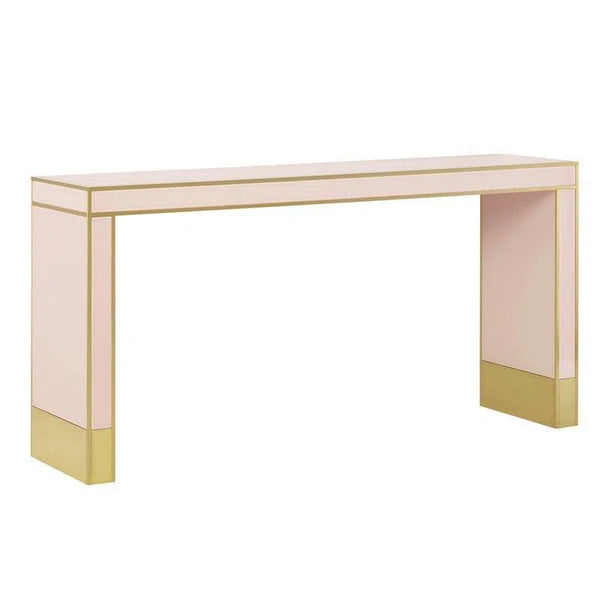 Silver Peony Satin Brass Arden Pink Console Table Console Tables LOOMLAN By Currey & Co