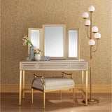 Silver Peony Satin Brass Arden Pink Vanity Mirror