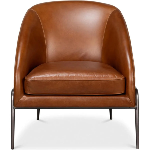 Simmons Modern Havana Brown Leather Chair-Accent Chairs-Sarreid-LOOMLAN