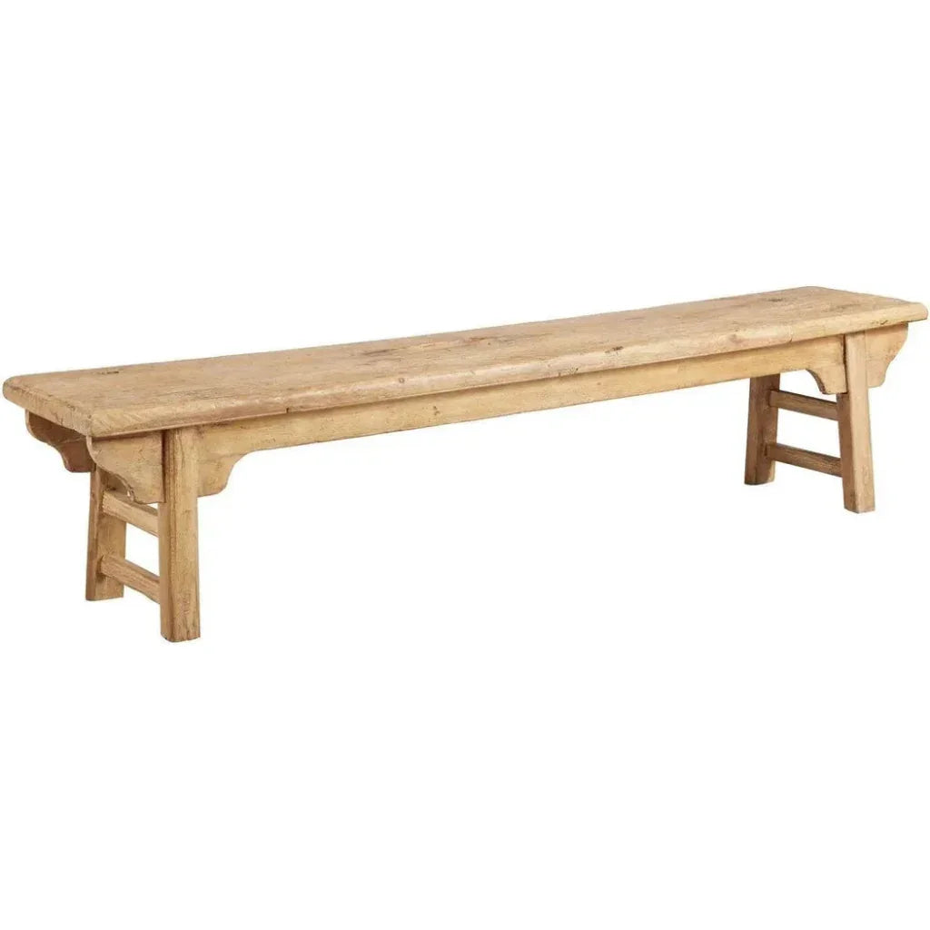 83-Inch Antique Wood Dining Bench | LOOMLAN