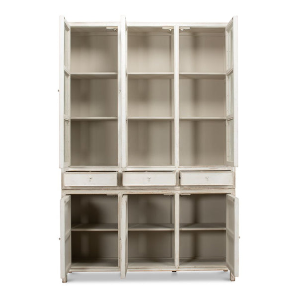 Simplicity Bookcase Curio With Glass Doors and Drawers-Buffets & Curios-Sarreid-LOOMLAN
