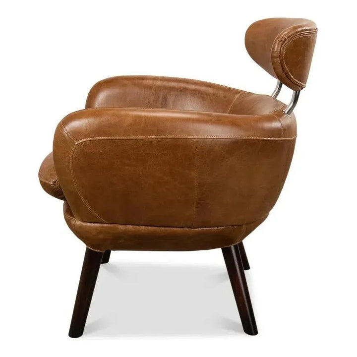 Sinclair Arm Chair Unique Leather Accent Chair - LOOMLAN - Sarreid - Accent Chairs