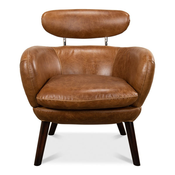 Sinclair Arm Chair Unique Leather Accent Chair-Accent Chairs-Sarreid-LOOMLAN