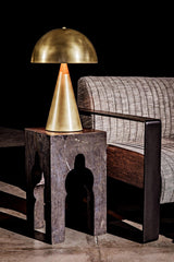 Skuba Metal Table Lamp With Brass Finish-Table Lamps-Noir-LOOMLAN