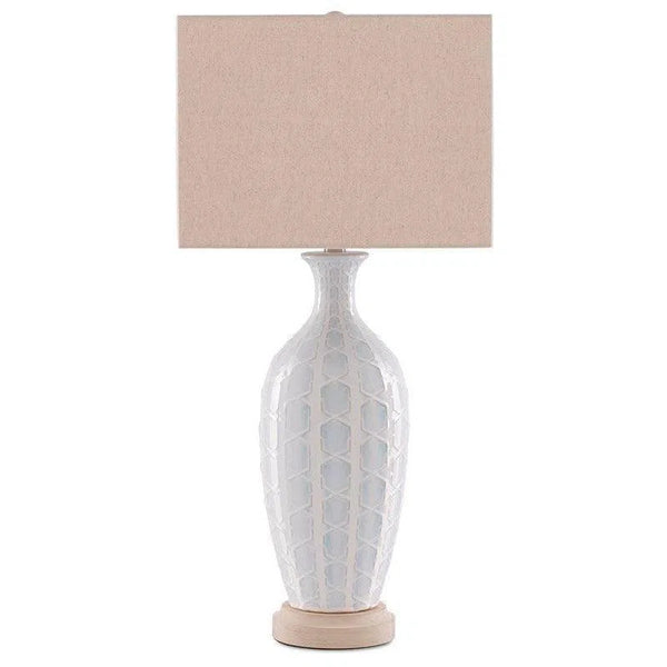 Sky Blue Cream Saraband Table Lamp Table Lamps LOOMLAN By Currey & Co