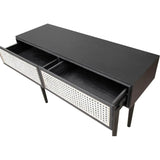 Slim Black Console Table Drawers Wood Wood Base