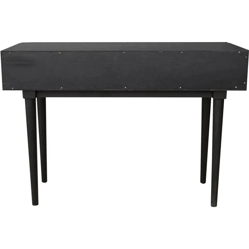 Slim Black Console Table Drawers Wood Wood Base