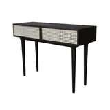 Slim Black Console Table With Drawers Wood Top Wood Base Console Tables LOOMLAN By LHIMPORTS