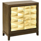 Slim Brass Doors Accent Cabinet