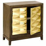 Slim Brass Doors Accent Cabinet