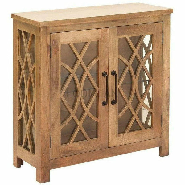 Slim Curio Cabinet Trellis Glass Doors & Sides