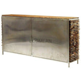 Slim Rustic Plank Wood Sideboard Buffet