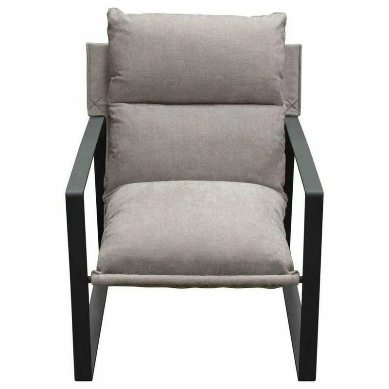 Sling Accent Chair in Grey Black Powder Coated Metal Frame Club Chairs LOOMLAN By Diamond Sofa