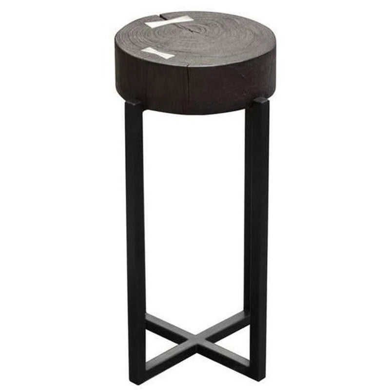 Small 22" Accent Table Wood Top in Espresso Finish Silver Inlay Side Tables LOOMLAN By Diamond Sofa