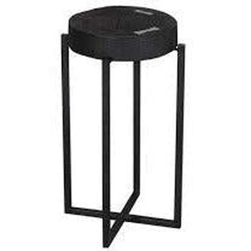 Small 22" Accent Table Wood Top in Espresso Finish Silver Inlay Side Tables LOOMLAN By Diamond Sofa