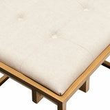 Small Accent Ottoman Padded Seat in Sand Linen Ottomans LOOMLAN By Diamond Sofa