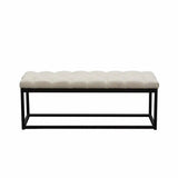 Small Linen Tufted Bedroom Bench in Desert Sand