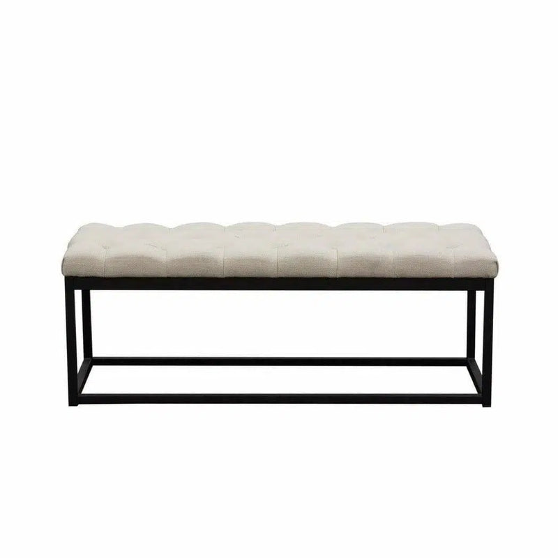 Small Linen Tufted Bedroom Bench in Desert Sand