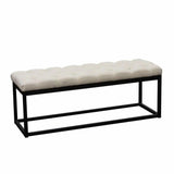 Small Linen Tufted Bedroom Bench in Desert Sand