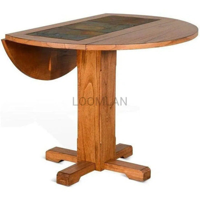 Small Round Farmhouse Drop Leaf Dining Table