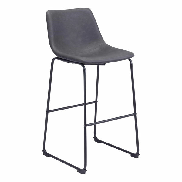 Smart Bar Chair (Set of 2) Charcoal Bar Stools LOOMLAN By Zuo Modern