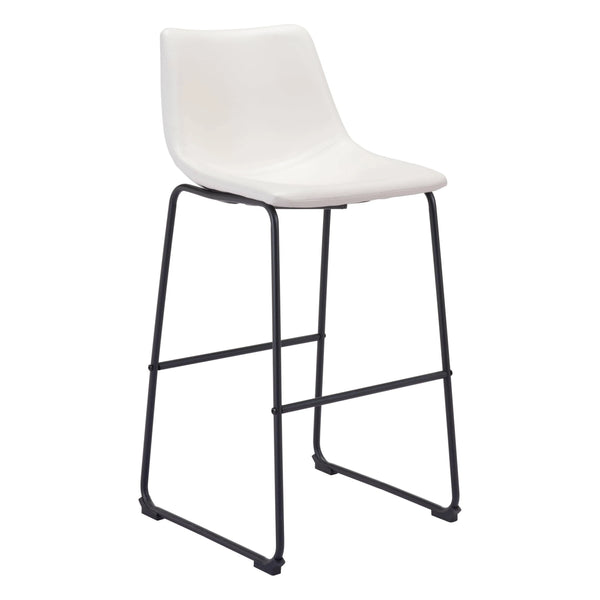 Smart Bar Chair (Set of 2) Distressed White Bar Stools LOOMLAN By Zuo Modern