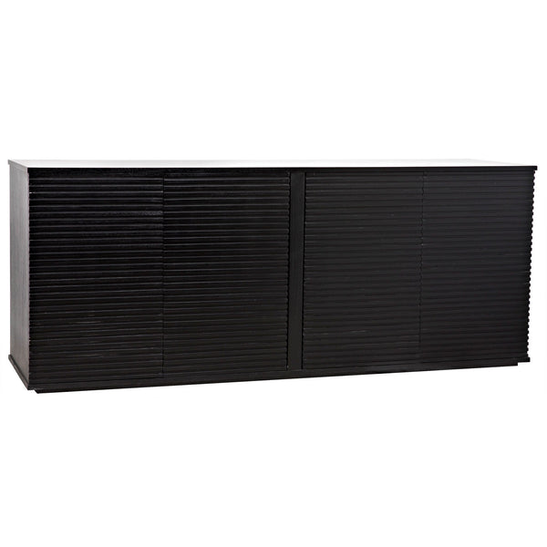 Smith Wood Black Sideboard With 4 Doors-Sideboards-Noir-LOOMLAN