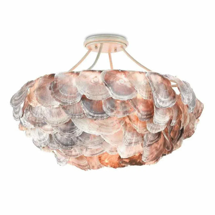 Smoke wood Natural Shell Seahouse Chandelier - LOOMLAN - Currey & Co - Chandeliers