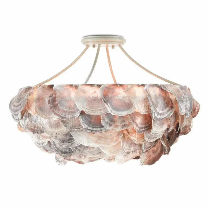 Smoke wood Natural Shell Seahouse Chandelier - LOOMLAN - Currey & Co - Chandeliers
