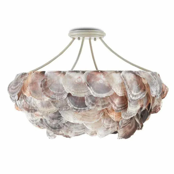 Smoke wood Natural Shell Seahouse Chandelier - LOOMLAN - Currey & Co - Chandeliers