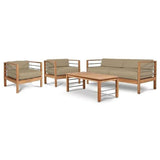 SoHo 4-Piece Teak Outdoor Patio Deep Seating Set with Sunbrella Cushions-Outdoor Lounge Sets-HiTeak-Taupe-LOOMLAN