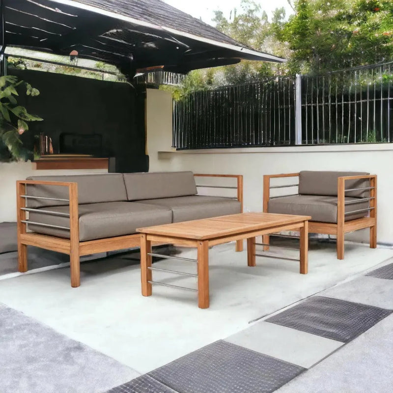 SoHo 4PC Teak Outdoor Patio Deep Set Sunbrella Cushion-Outdoor Lounge Sets-HiTeak-LOOMLAN