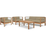 SoHo 4PC Teak Outdoor Patio Deep Set Sunbrella Cushion-Outdoor Lounge Sets-HiTeak-Taupe-LOOMLAN