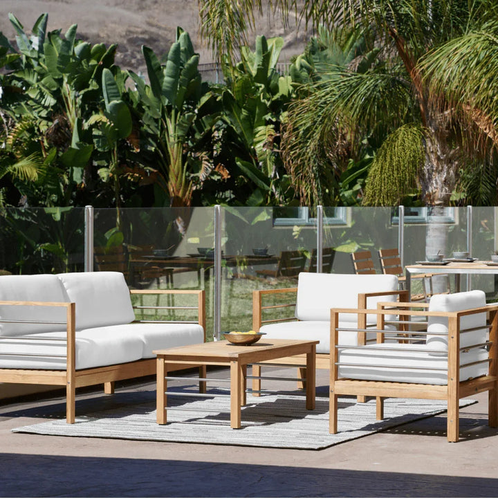 SoHo Teak Patio Deep Sofa Set with Sunbrella 4PC - LOOMLAN - HiTeak - Outdoor Sofas & Loveseats