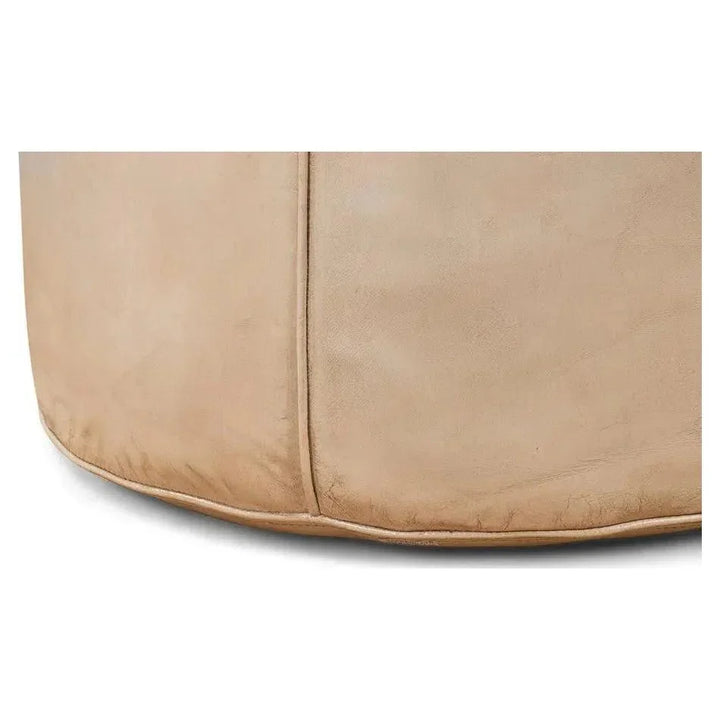 Soccerball Leather Beige Stool - LOOMLAN - Sarreid - Poufs and Stools